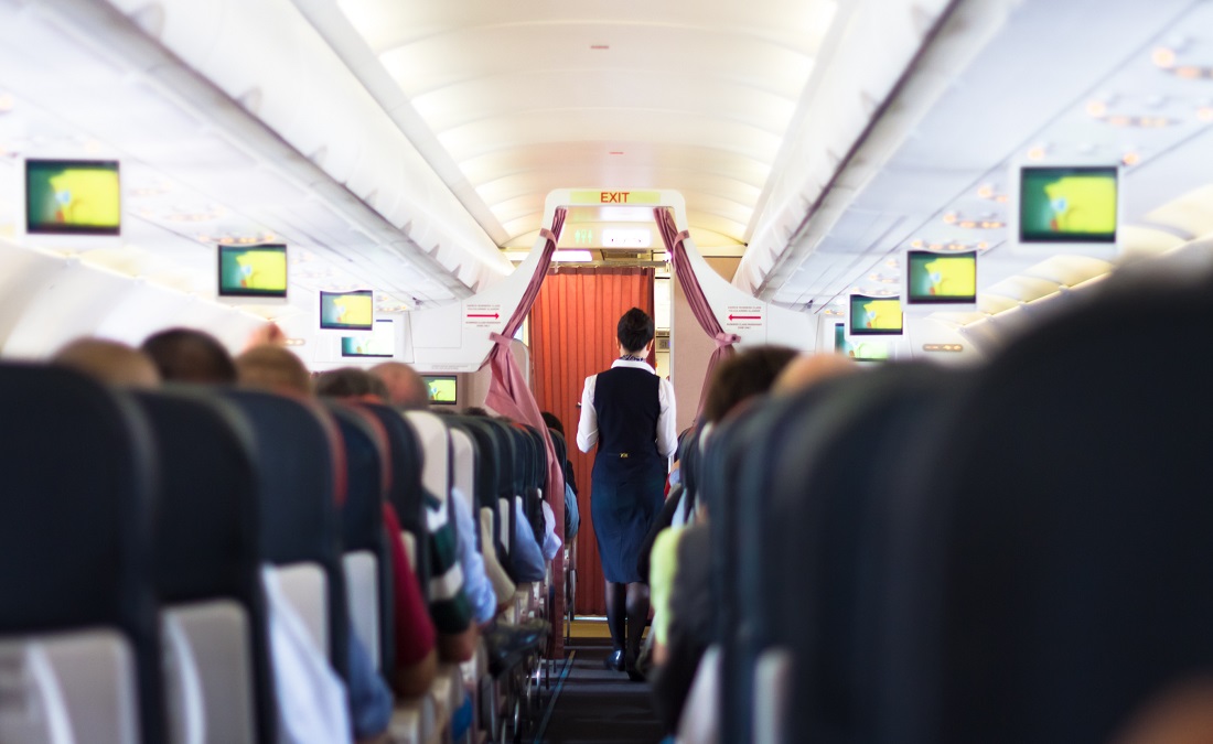 Flight attendants airplane trip