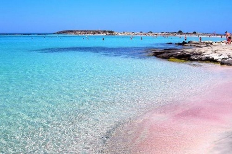 The impressive Greek beach with the pink sand
