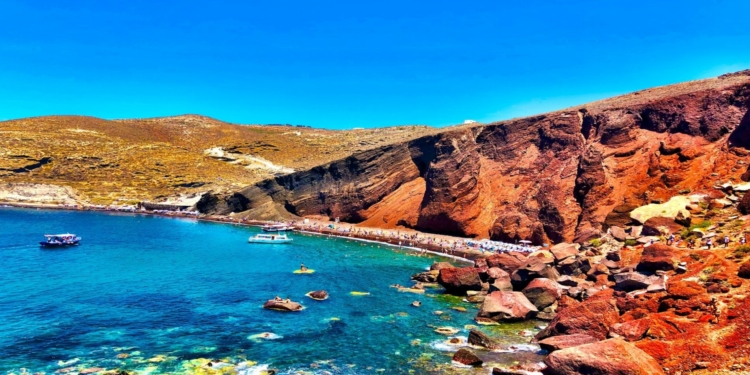 Red Beach: What it's like to swim on the edge of a volcano