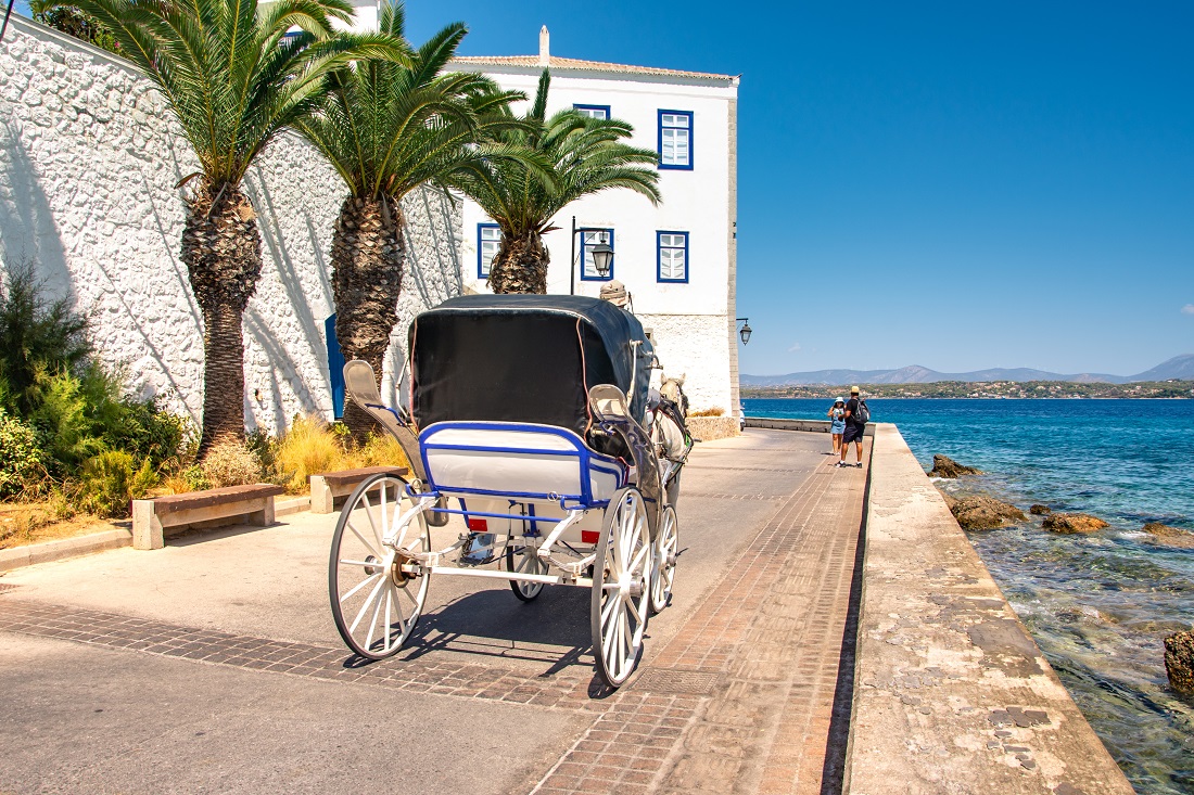 Horse-drawn carriage ride in Spetses